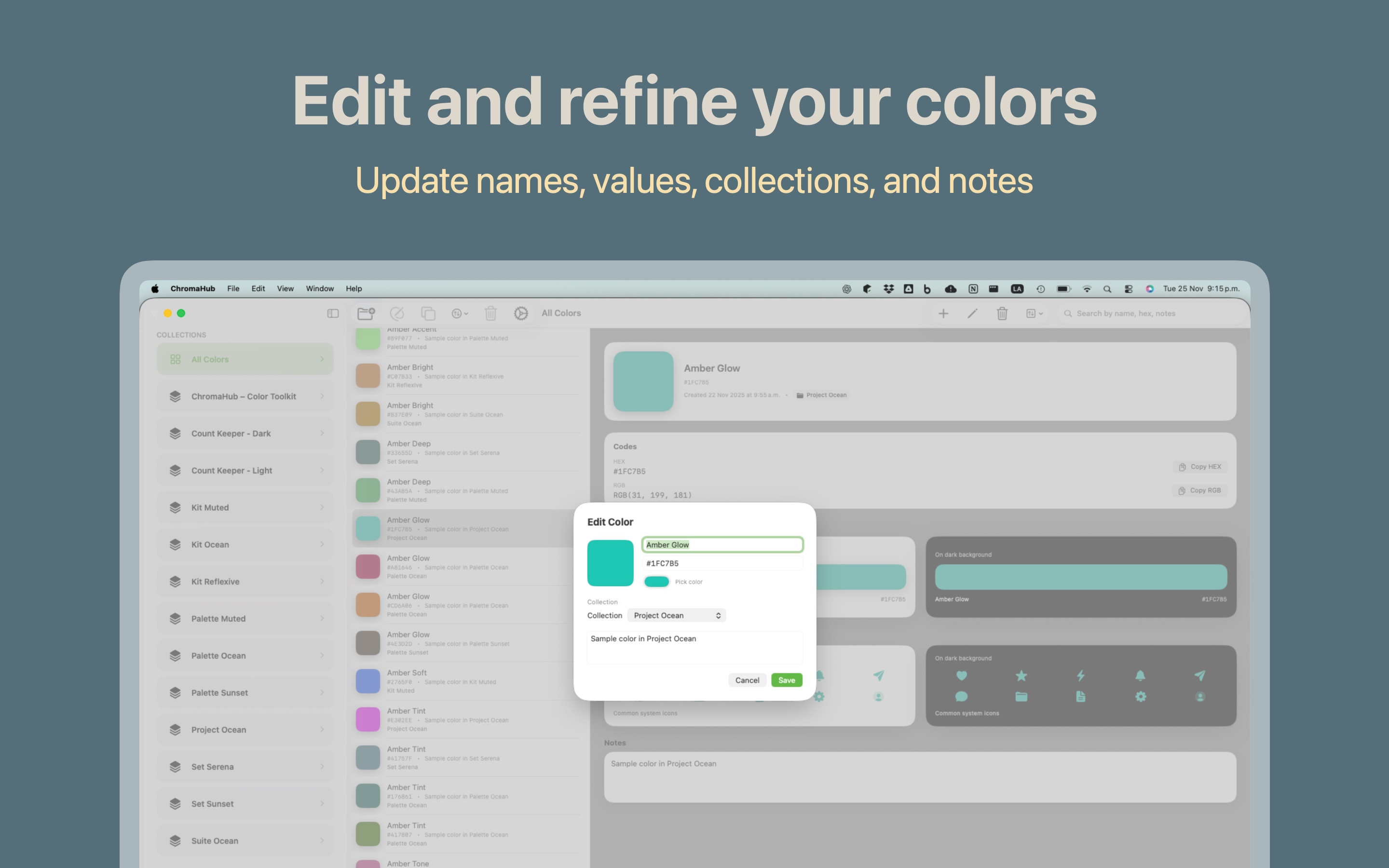 ChromaHub color detail view