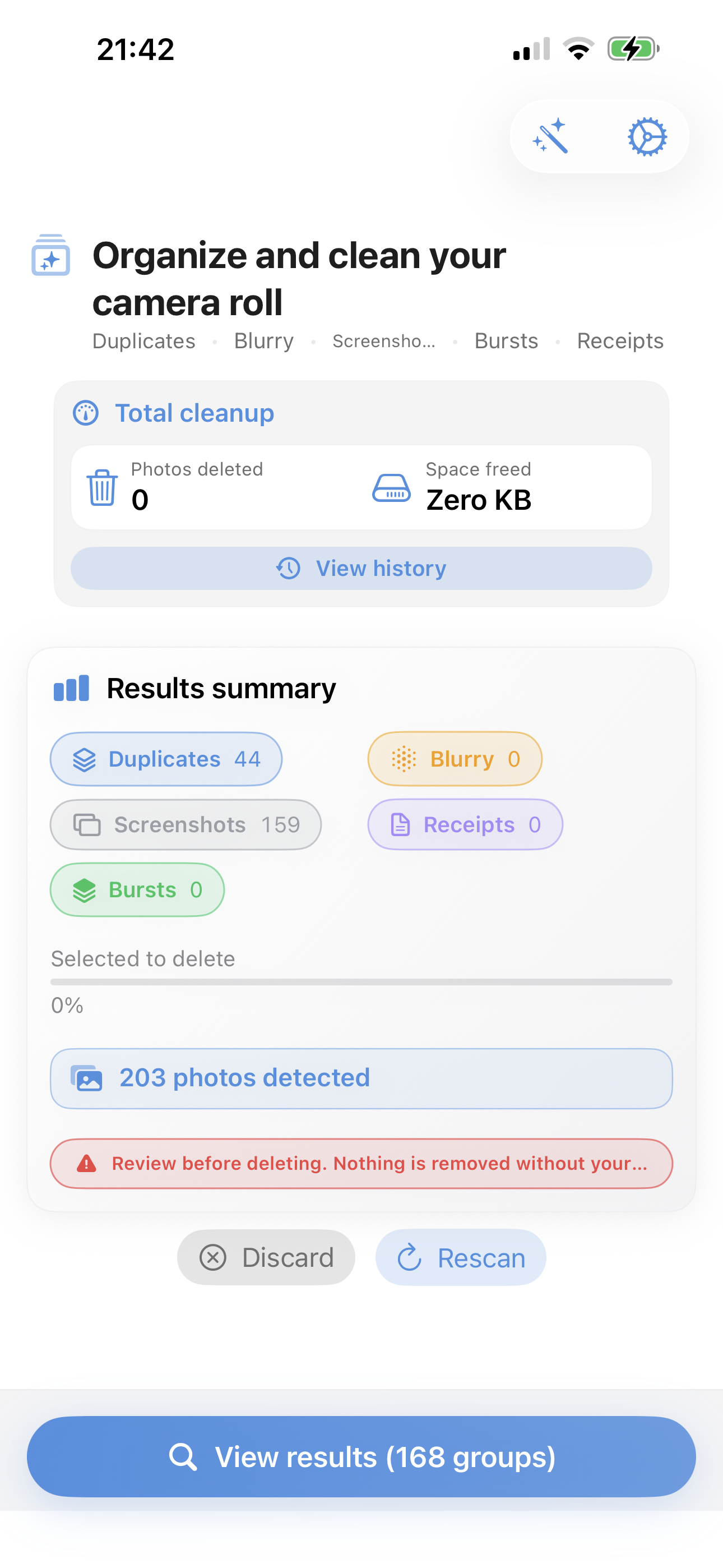 Smart Clean main screen